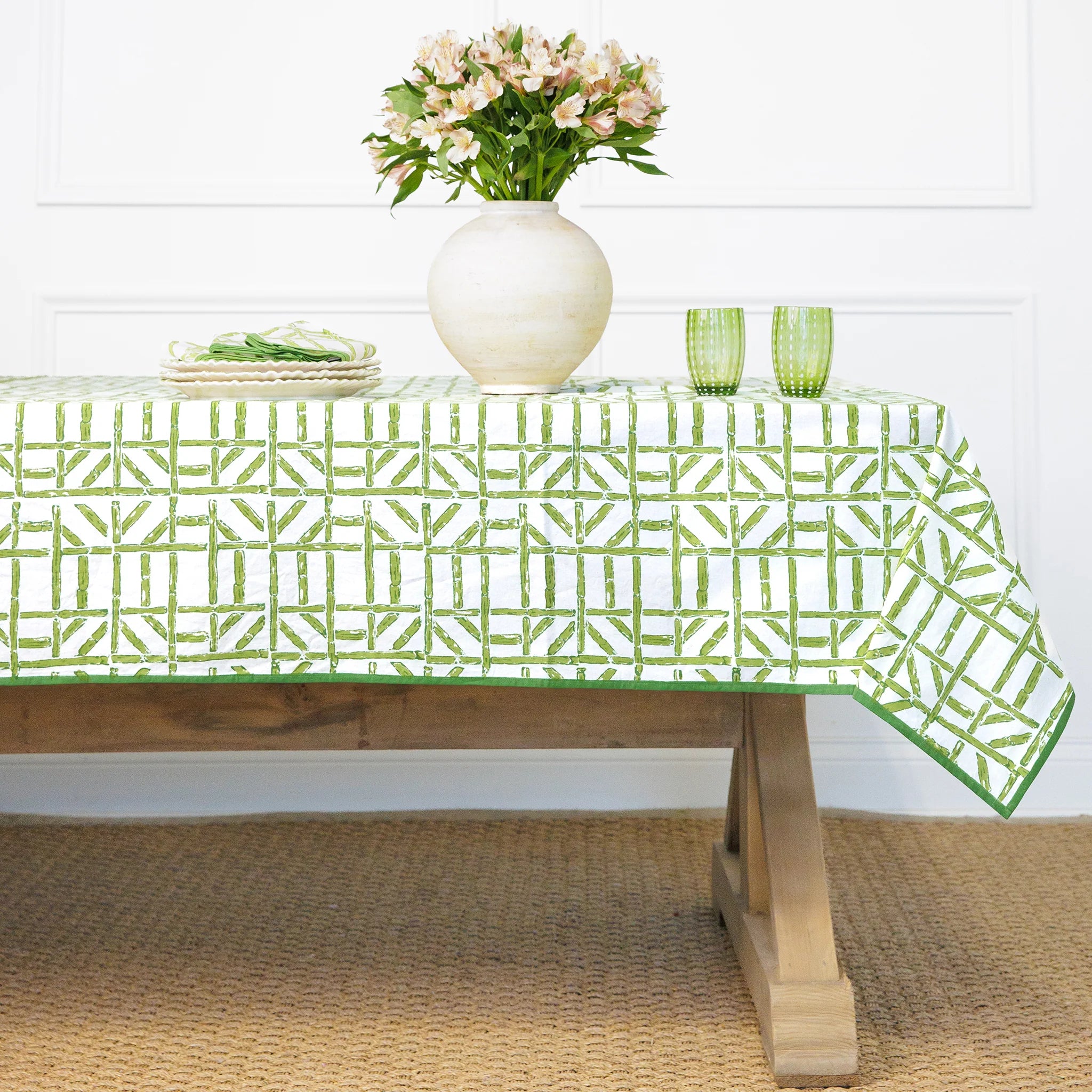 Pomegranate Green Bamboo Tablecloth