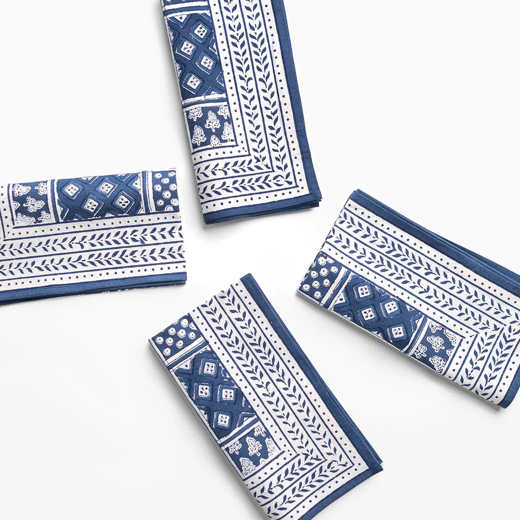Pomegranate Pom Buti Patchwork Blue Napkins