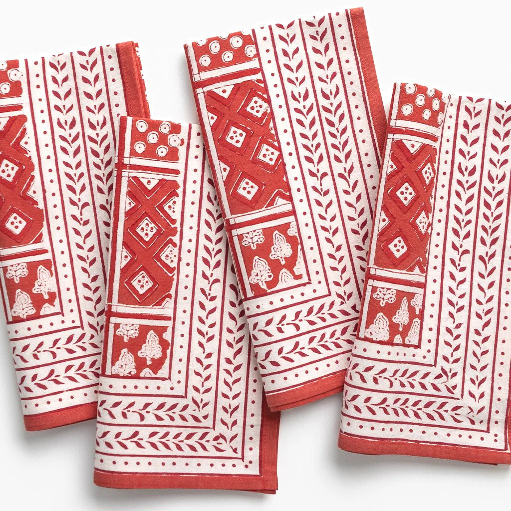 Pomegranate Pom Buti Patchwork Red Napkins