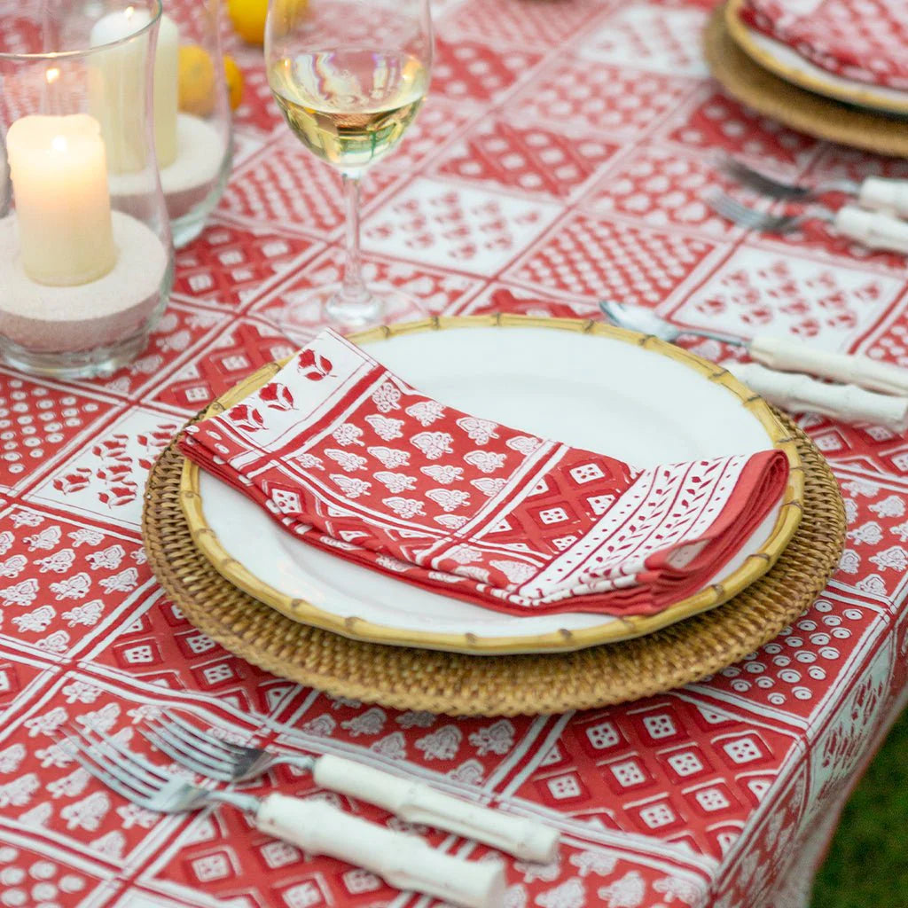 Pomegranate Pom Buti Patchwork Red Napkins