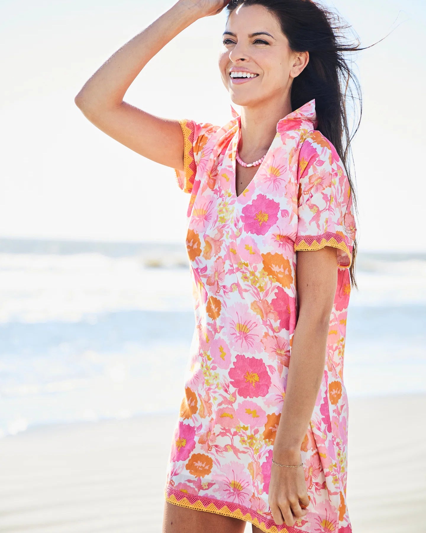 Beau & Ro Beach Tunic in Watercolor Pink