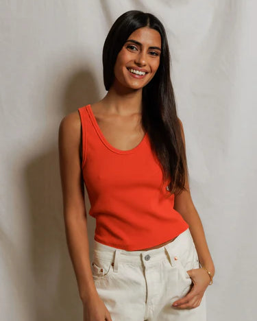 Perfect White Tee Blondie Tank in Clementine