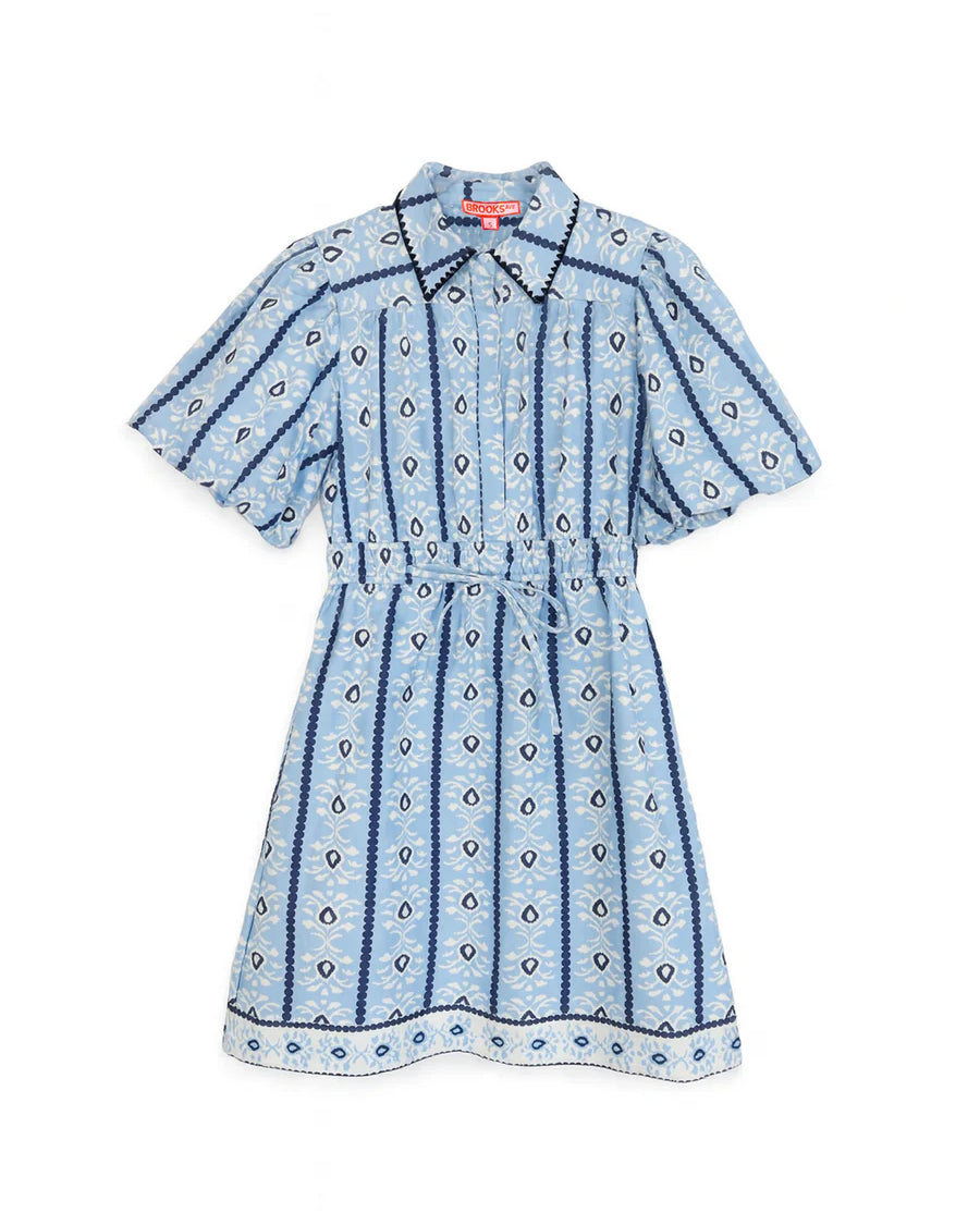 Brooks Ave Banyan Mini Dress in Cabana Stripe Blue