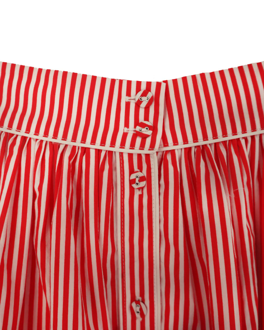Brooks Ave Colette Midi Skirt in Red Stripe