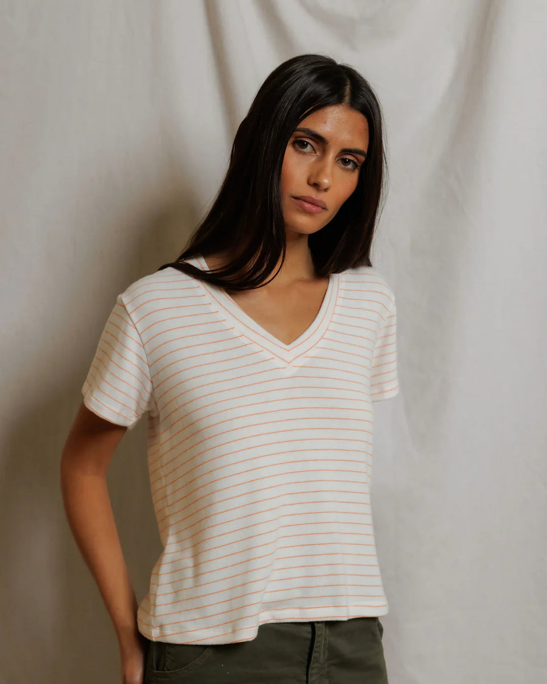 Perfect White Tee Elliot in Clementine Stripe