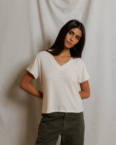 Perfect White Tee Elliot in Clementine Stripe