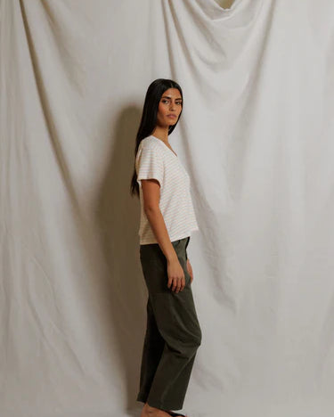 Perfect White Tee Elliot in Clementine Stripe