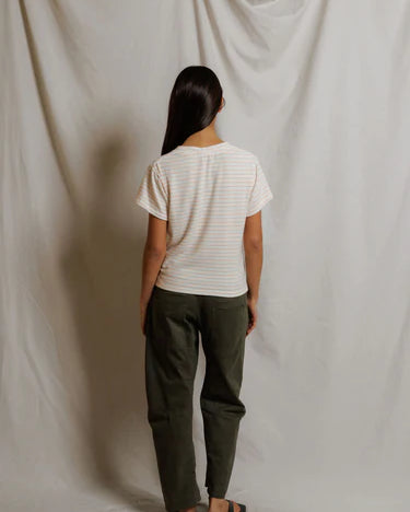Perfect White Tee Elliot in Clementine Stripe