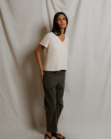 Perfect White Tee Elliot in Clementine Stripe