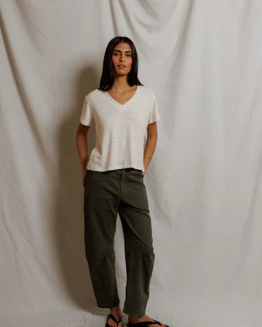 Perfect White Tee Elliot in Clementine Stripe