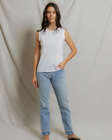 Perfect White Tee Faye Crispy Cotton Sleeveless Crew Neck