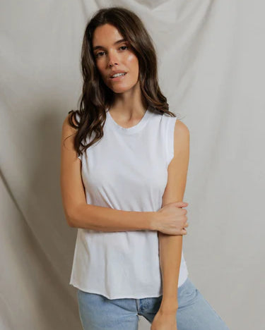 Perfect White Tee Faye Crispy Cotton Sleeveless Crew Neck