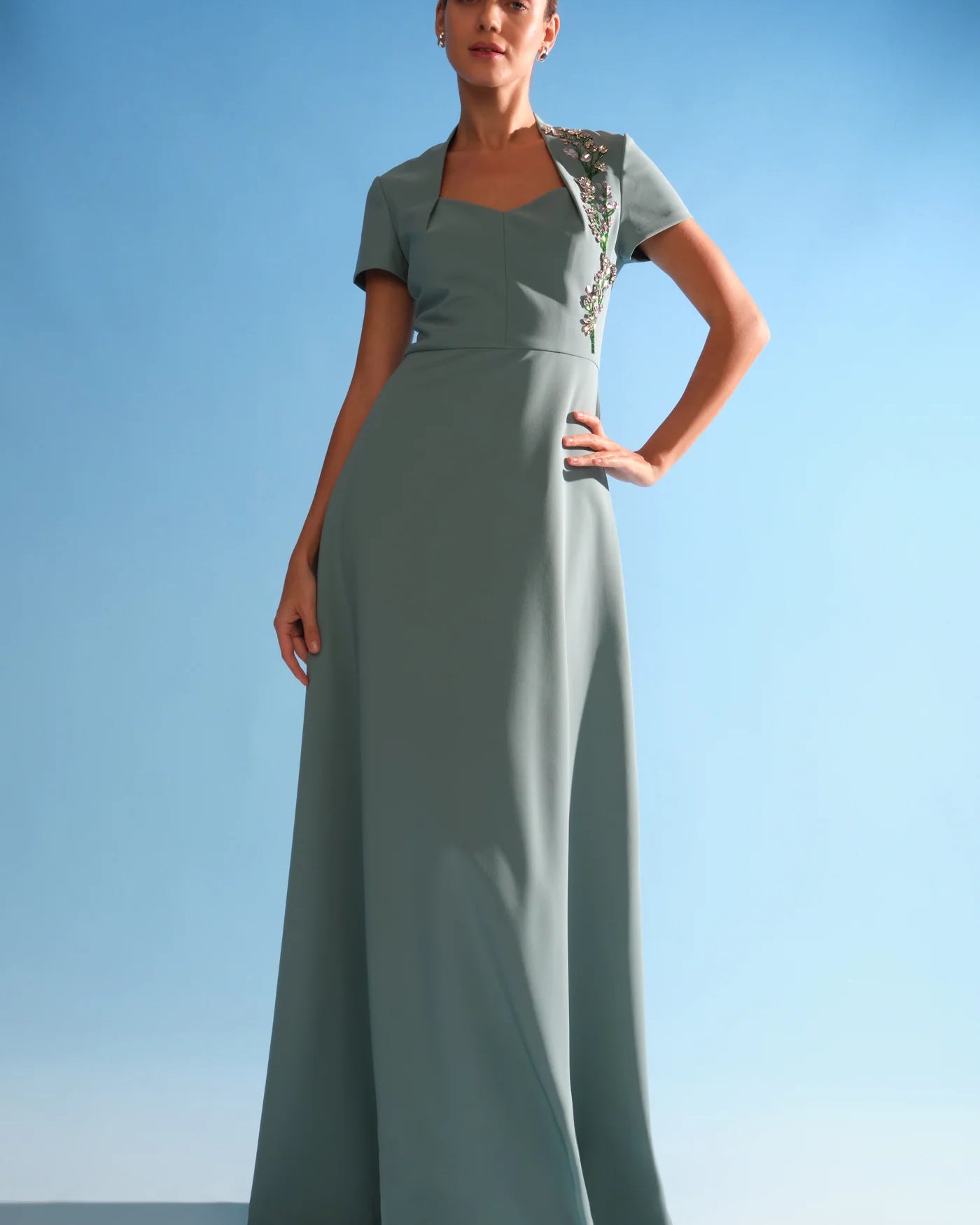 Kay Unger Fatima Gown in Cyan Blue