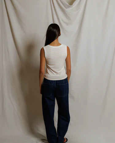 Perfect White Tee Kendra in Clementine Stripe