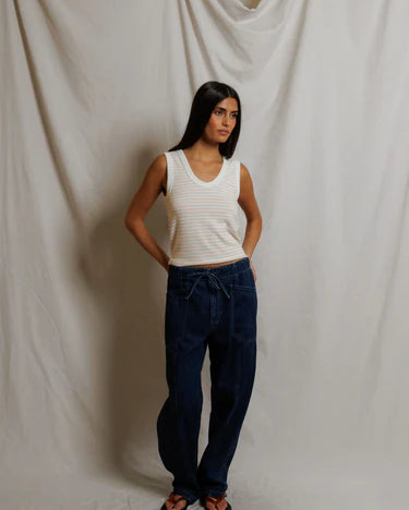 Perfect White Tee Kendra in Clementine Stripe