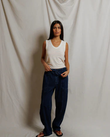 Perfect White Tee Kendra in Clementine Stripe