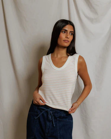 Perfect White Tee Kendra in Clementine Stripe