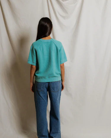 Perfect White Tee Kennedy Short Sleeve Crew in Teal Blue