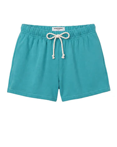 Perfect White Tee Layla French Terry Shorts in Teal Blue