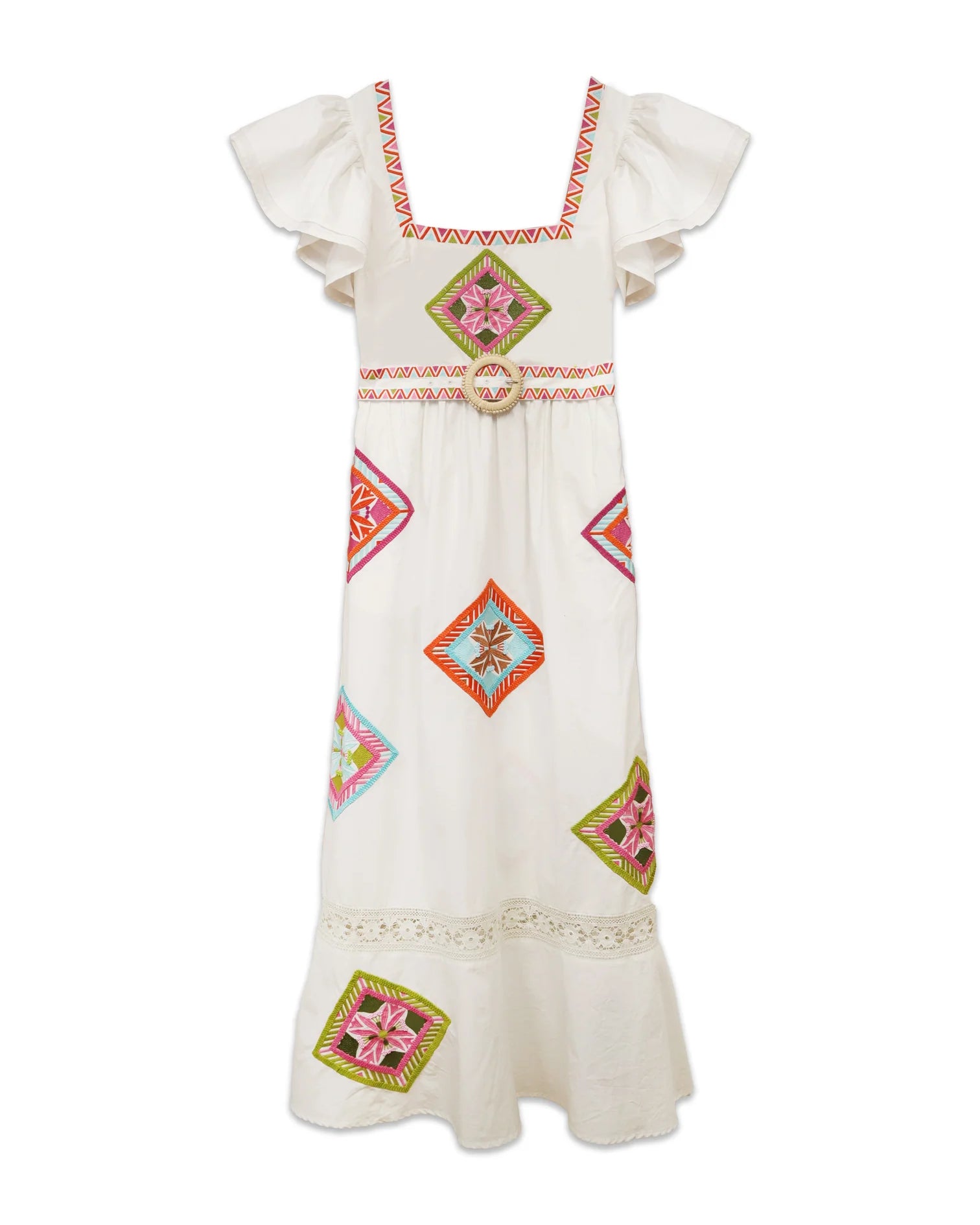 Brooks Avenue Margaret Midi Dress in Tile Embroidered