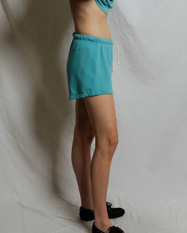 Perfect White Tee Layla French Terry Shorts in Teal Blue