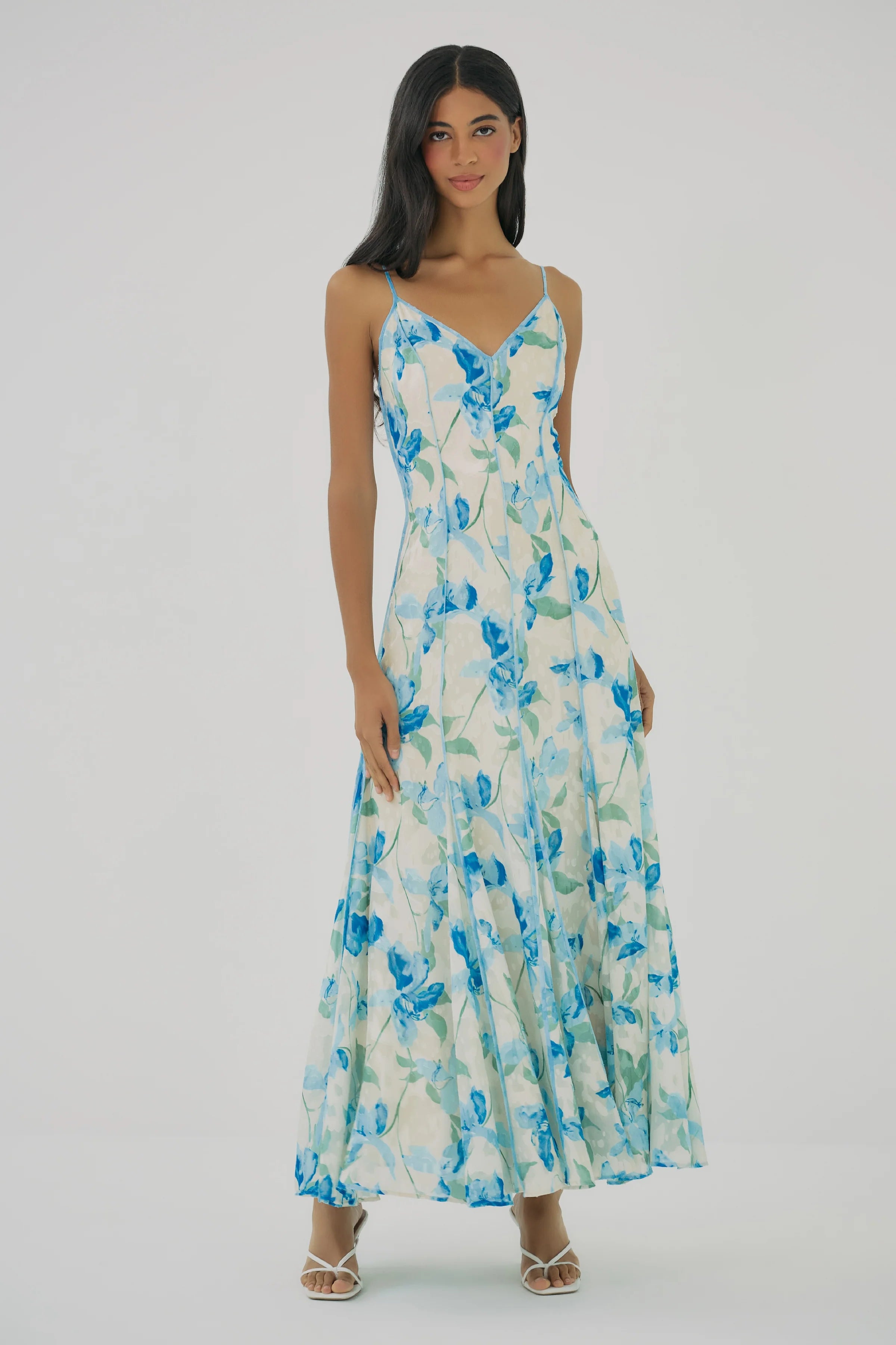 Hutch Tamsin Dress in Ivory/Sky Watercolor