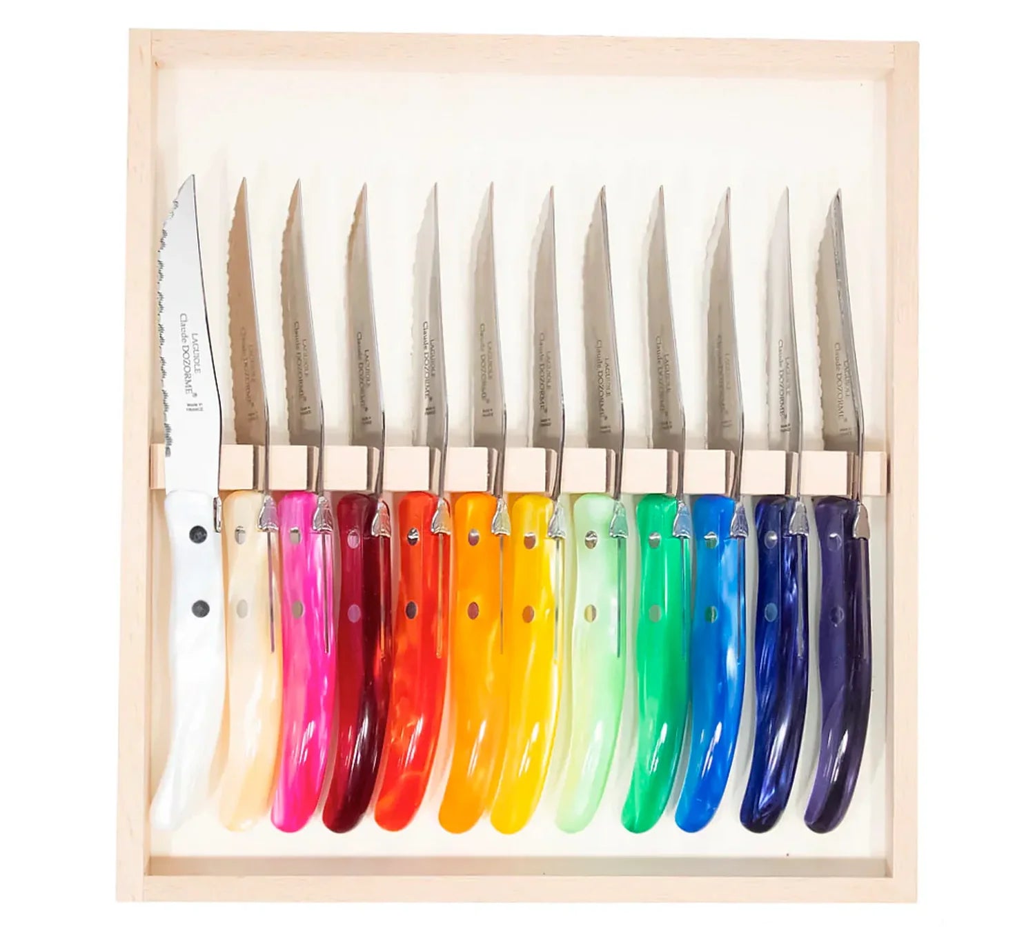 Claude Dozorme Berlingot Steak Knives in Rainbow