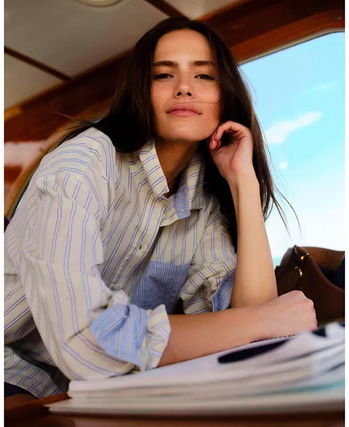 Cartolina Penelope Button Front Shirt in Banana Stripe