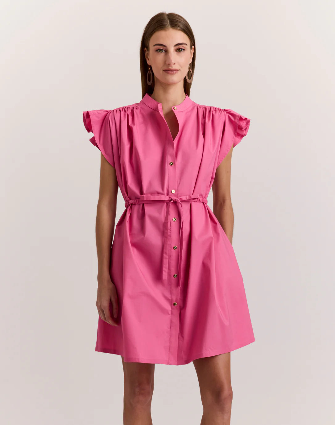 Hinson Wu Cap Sleeve Daisy Dress in Guava