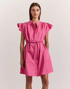 Hinson Wu Cap Sleeve Daisy Dress in Guava