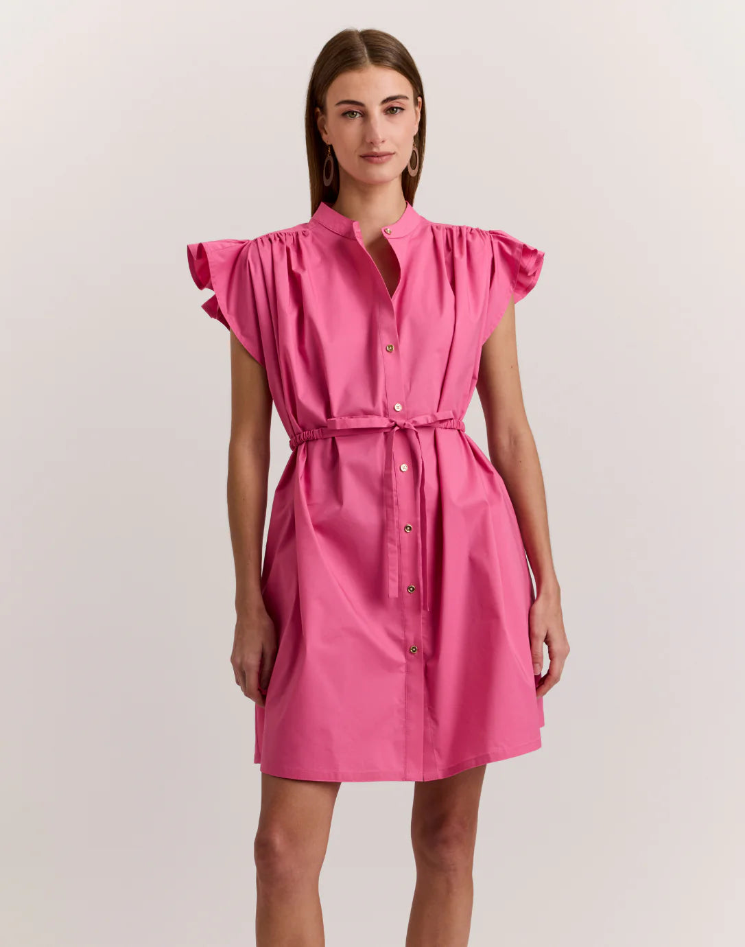 Hinson Wu Cap Sleeve Daisy Dress in Guava