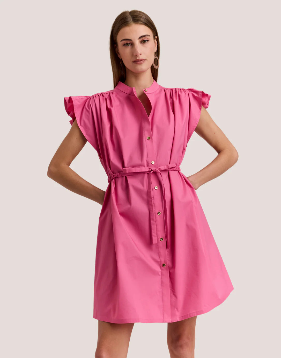 Hinson Wu Cap Sleeve Daisy Dress in Guava