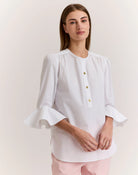 Hinson Wu 3/4 Sleeve Florence Shirt in White
