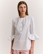 Hinson Wu 3/4 Sleeve Florence Shirt in White