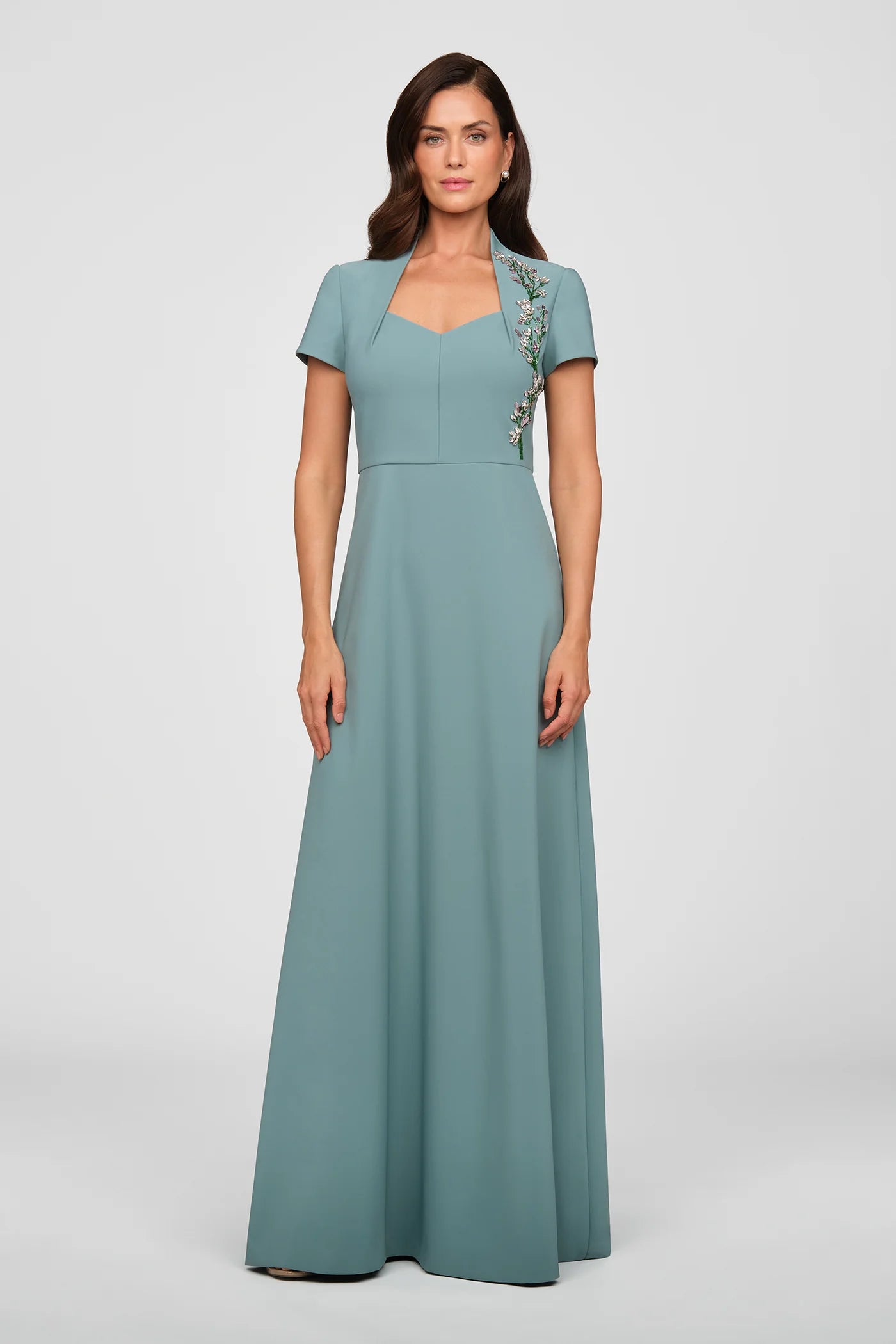 Kay Unger Fatima Gown in Cyan Blue