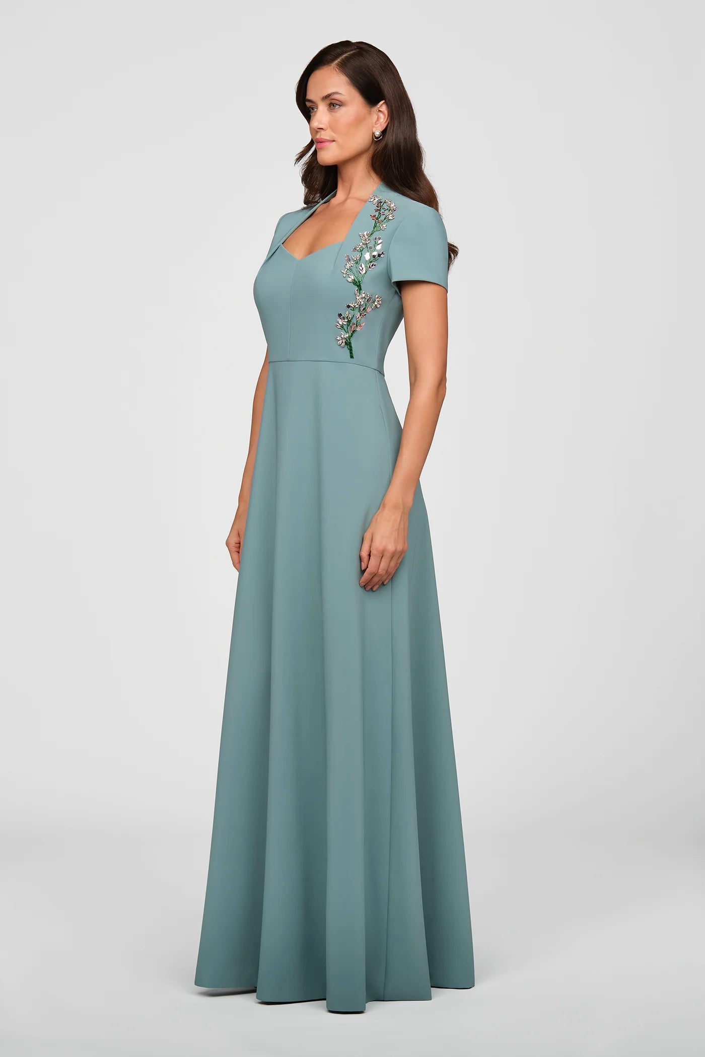 Kay Unger Fatima Gown in Cyan Blue