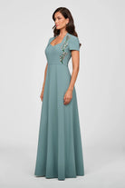 Kay Unger Fatima Gown in Cyan Blue