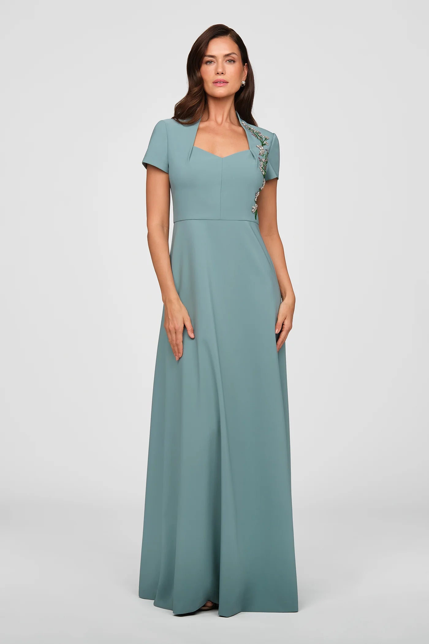 Kay Unger Fatima Gown in Cyan Blue