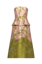 Kay Unger Imogen Tea Length Dress in Lime Multi