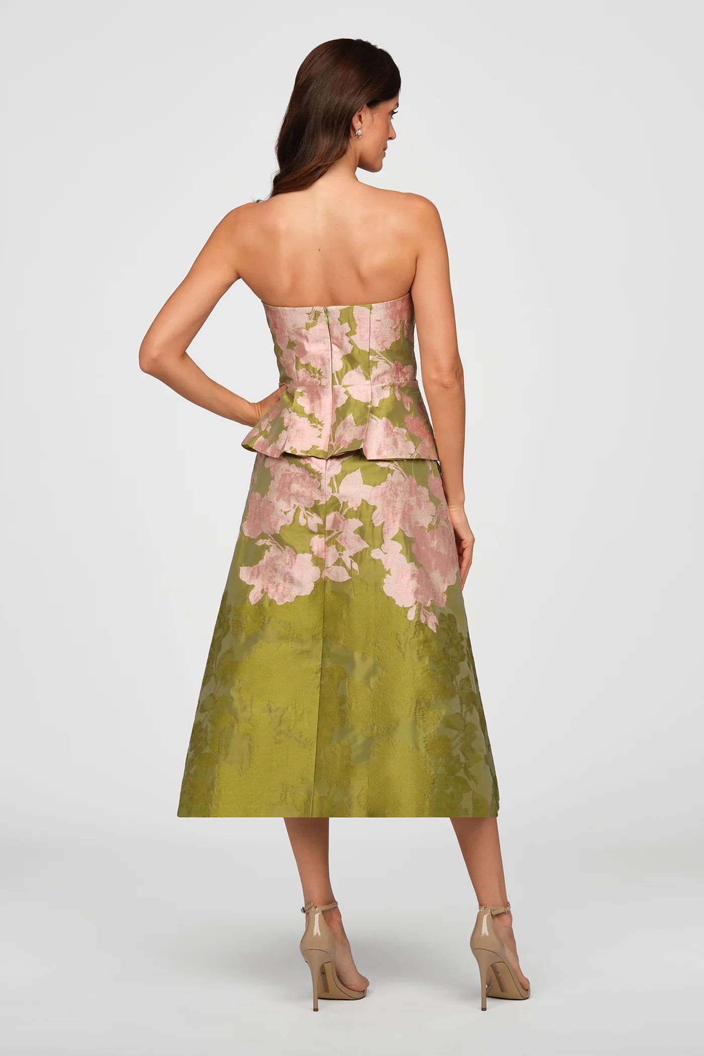 Kay Unger Imogen Tea Length Dress in Lime Multi