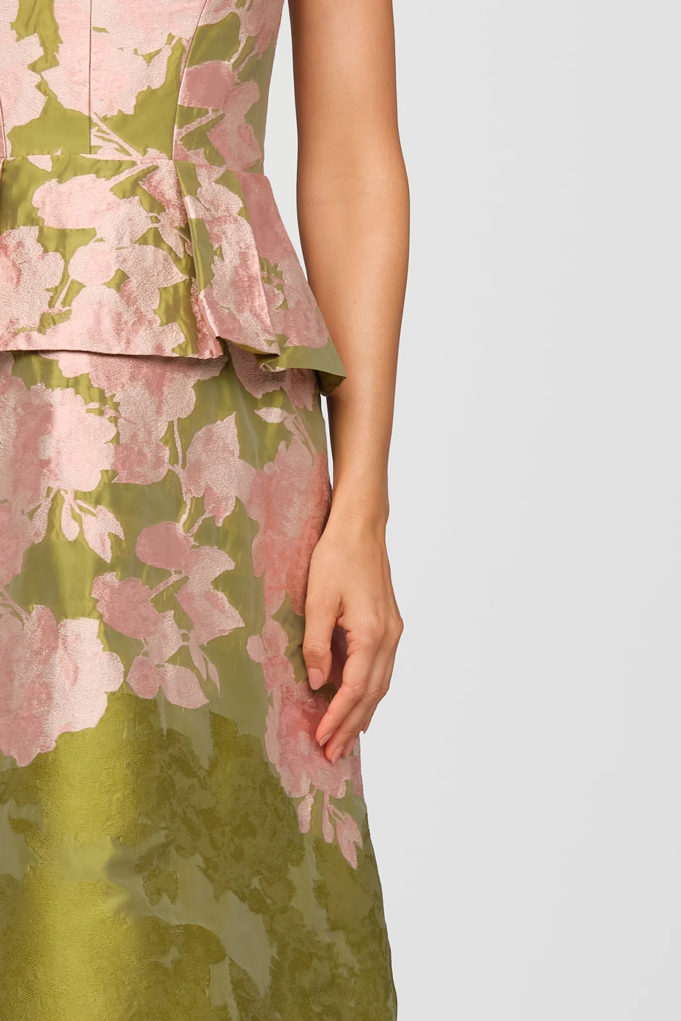 Kay Unger Imogen Tea Length Dress in Lime Multi