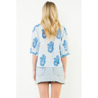 THML Flower Patterned Blouse in Light Blue