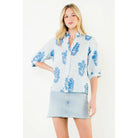THML Flower Patterned Blouse in Light Blue