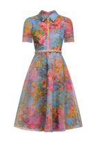 Theia Marcel Organza Shirt Dress in Whisper Blue Zen in Blue
