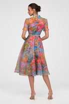 Theia Marcel Organza Shirt Dress in Whisper Blue Zen in Blue