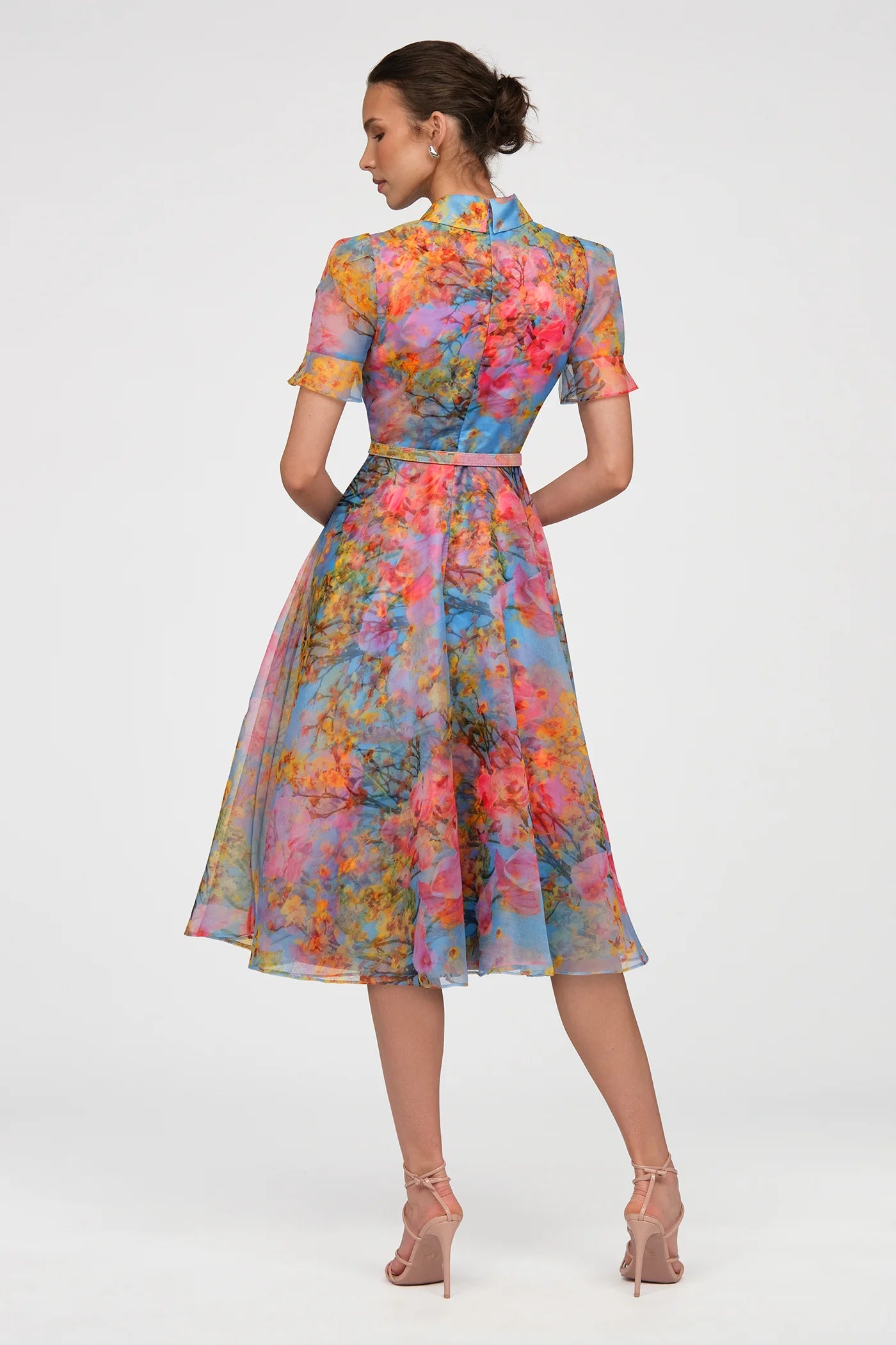 Theia Marcel Organza Shirt Dress in Whisper Blue Zen in Blue