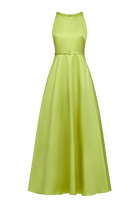 Theia Minta Mikado Halter Gown in Herbal Drift