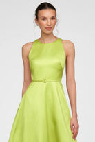 Theia Minta Mikado Halter Gown in Herbal Drift
