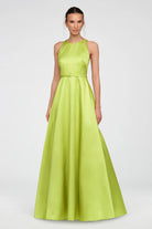 Theia Minta Mikado Halter Gown in Herbal Drift