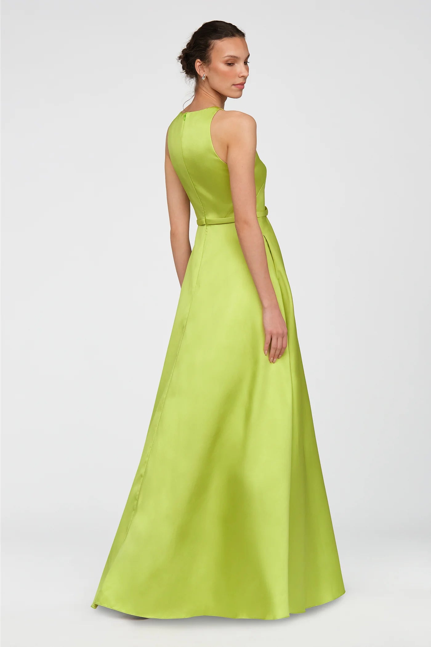 Theia Minta Mikado Halter Gown in Herbal Drift